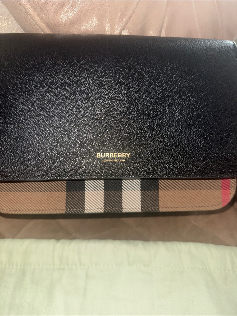 Burberry Black Leather & Classic Check Shoulder Bag - Picture 2 of 6